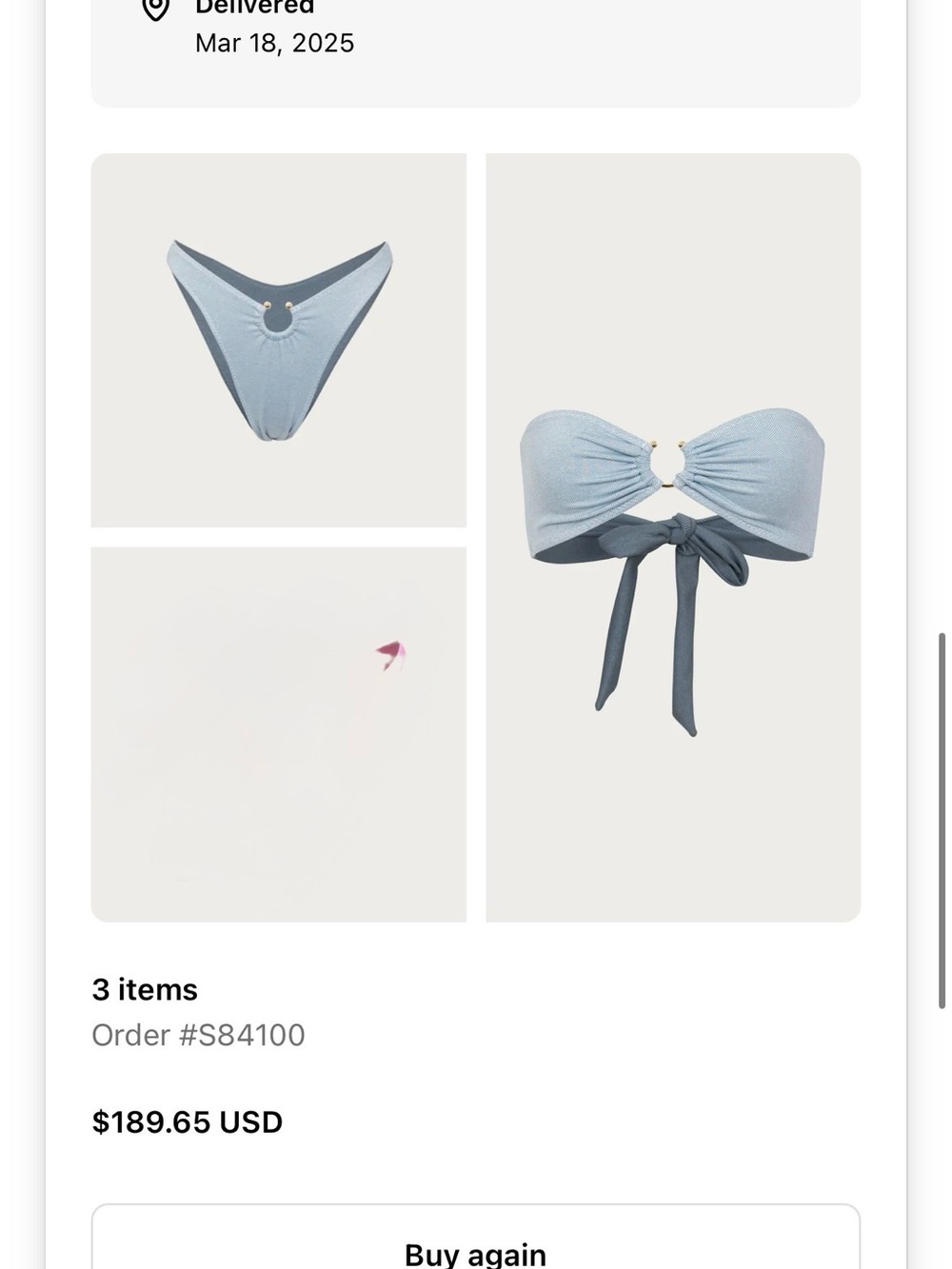 Light Blue SAME Branded Denim-Style Bikini Top and Bottom